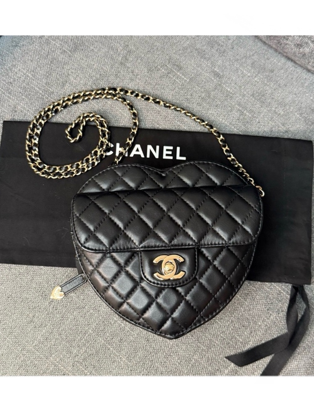 CHANEL CC in LOVE heart flap bag lambskin leather